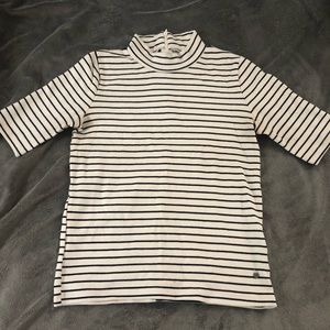 stripped mock neck quart sleeve top